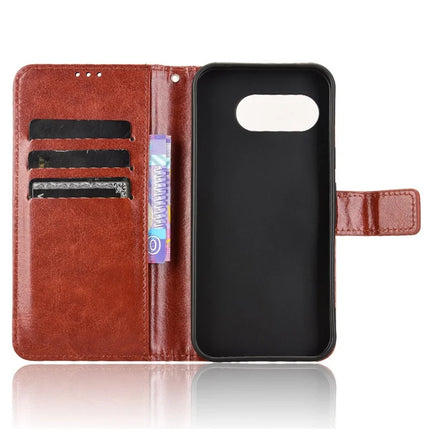 For Google Pixel 9a Case Crazy Horse Texture PU Leather Phone Wallet Cover