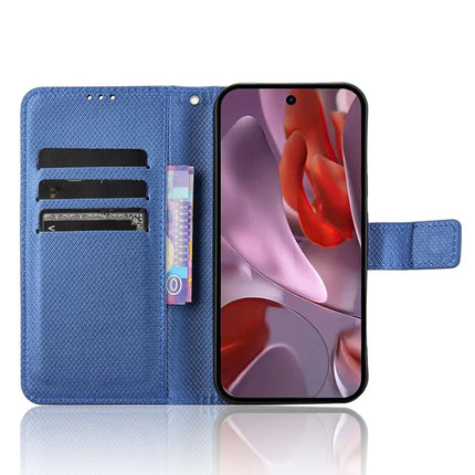 For Google Pixel 9a Case PU Leather Diamond Texture Wallet Phone Cover