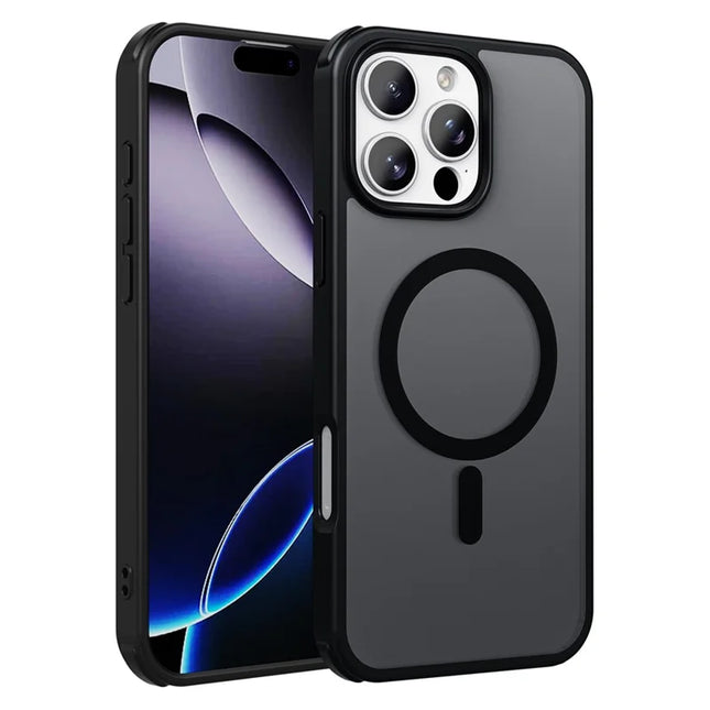 For iPhone 16 Pro Max Magnetic Case Compatible with MagSafe TPU+PC Phone Cover -  Black