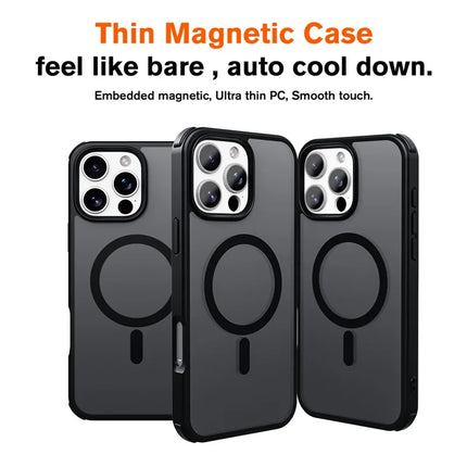For iPhone 16 Pro Max Magnetic Case Compatible with MagSafe TPU+PC Phone Cover -  Black