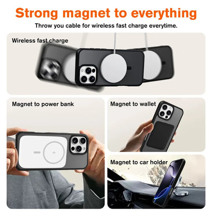 For iPhone 16 Pro Max Magnetic Case Compatible with MagSafe TPU+PC Phone Cover -  Black