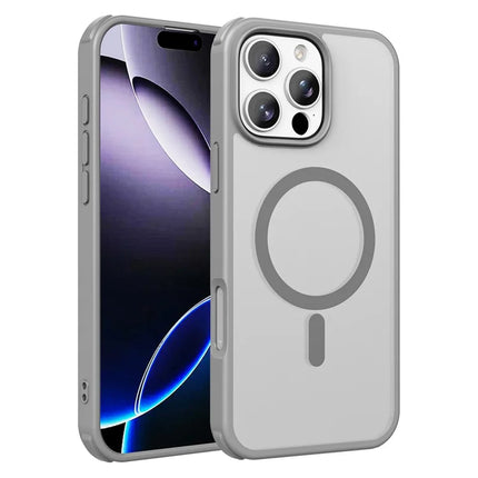 For iPhone 16 Pro Max Magnetic Case Compatible with MagSafe TPU+PC Phone Cover - Grey
