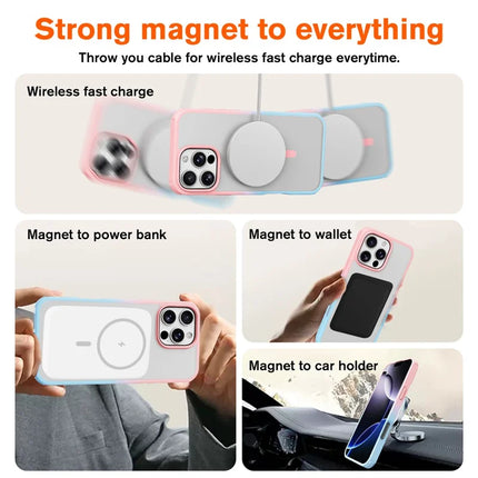 For iPhone 16 Pro Magnetic Case Compatible with MagSafe TPU+PC Phone Cover