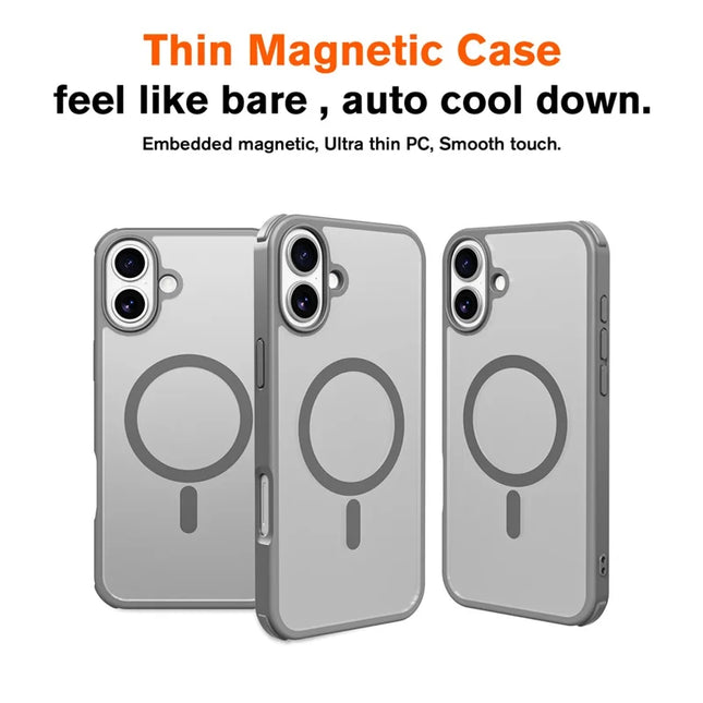 For iPhone 16 Plus Magnetic Case Compatible with MagSafe TPU+PC Phone Cover -  Grey