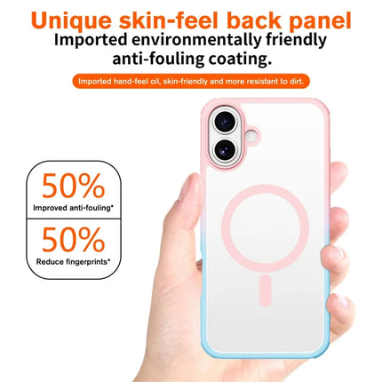 For iPhone 16 Plus Magnetic Case Compatible with MagSafe TPU+PC Phone Cover -  Gradient Pink Blue