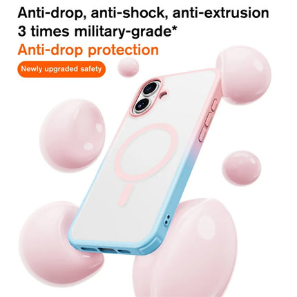 For iPhone 16 Plus Magnetic Case Compatible with MagSafe TPU+PC Phone Cover -  Gradient Pink Blue
