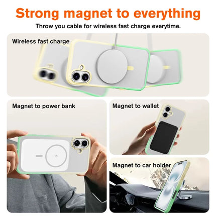 For iPhone 16 Plus Magnetic Case Compatible with MagSafe TPU+PC Phone Cover -  Gradient Yellow Green