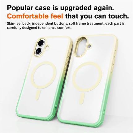 For iPhone 16 Plus Magnetic Case Compatible with MagSafe TPU+PC Phone Cover -  Gradient Yellow Green