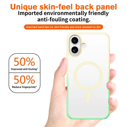 For iPhone 16 Plus Magnetic Case Compatible with MagSafe TPU+PC Phone Cover -  Gradient Yellow Green