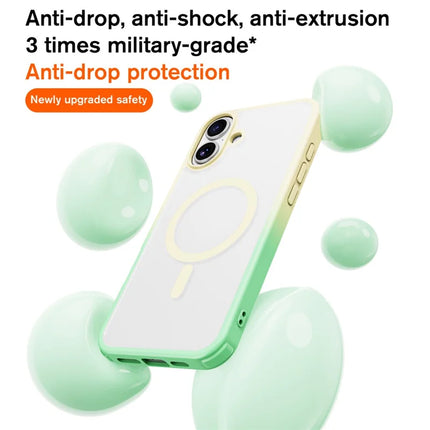 For iPhone 16 Plus Magnetic Case Compatible with MagSafe TPU+PC Phone Cover -  Gradient Yellow Green