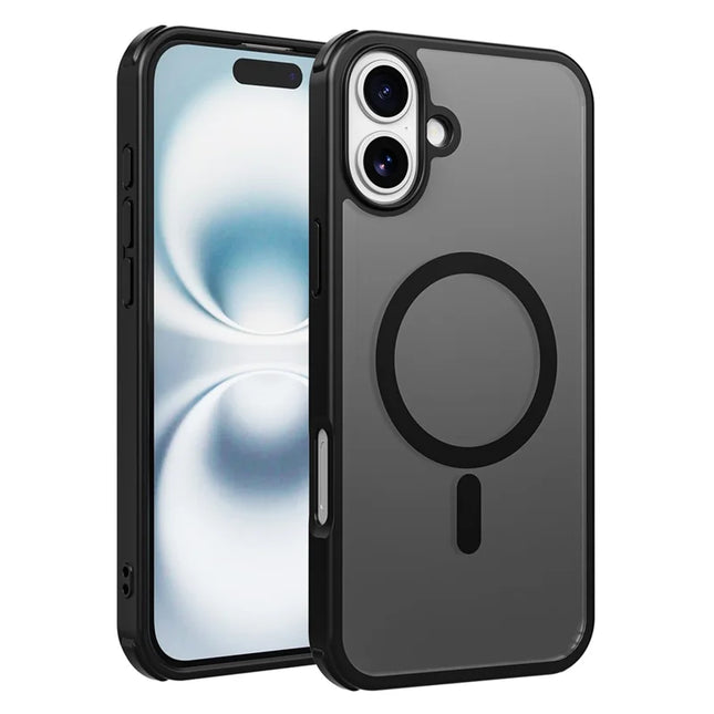 For iPhone 16 Plus Magnetic Case Compatible with MagSafe TPU+PC Phone Cover -  Black
