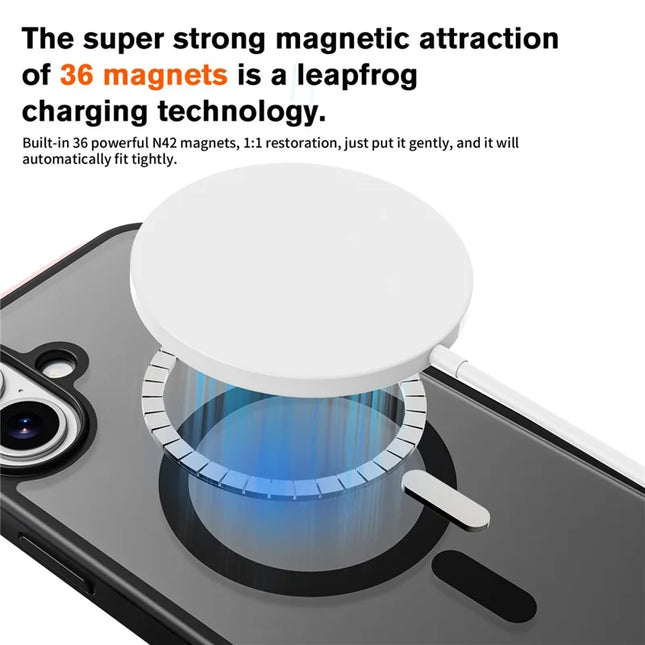 For iPhone 16 Plus Magnetic Case Compatible with MagSafe TPU+PC Phone Cover -  Black