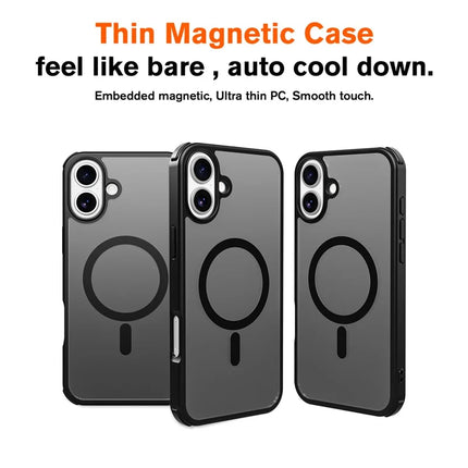 For iPhone 16 Plus Magnetic Case Compatible with MagSafe TPU+PC Phone Cover -  Black