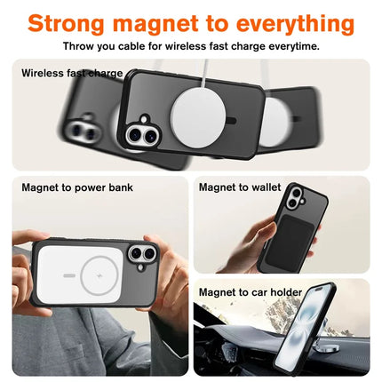 For iPhone 16 Plus Magnetic Case Compatible with MagSafe TPU+PC Phone Cover -  Black