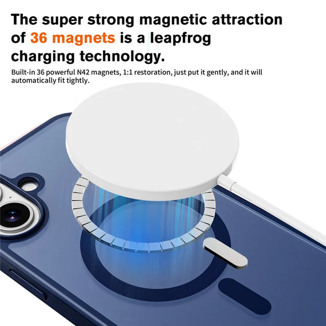 For iPhone 16 Plus Magnetic Case Compatible with MagSafe TPU+PC Phone Cover -  Blue