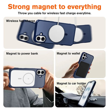 For iPhone 16 Plus Magnetic Case Compatible with MagSafe TPU+PC Phone Cover -  Blue