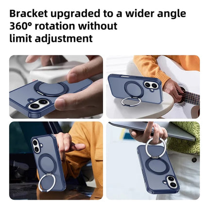 For iPhone 16 Plus Case Compatible with MagSafe Ring Kickstand TPU+PC Back Cover