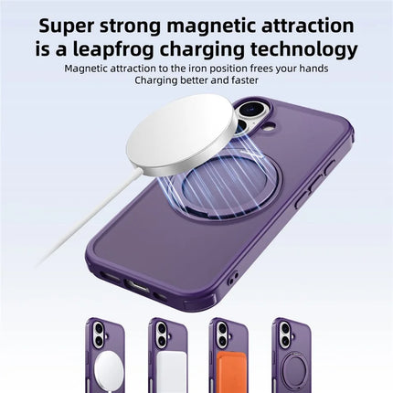 For iPhone 16 Plus Case Compatible with MagSafe Ring Kickstand TPU+PC Back Cover