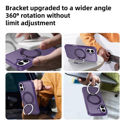 For iPhone 16 Plus Case Compatible with MagSafe Ring Kickstand TPU+PC Back Cover