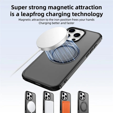 For iPhone 16 Pro Max Case Compatible with MagSafe Ring Kickstand TPU+PC Back Cover