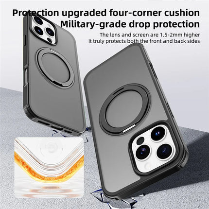 For iPhone 16 Pro Max Case Compatible with MagSafe Ring Kickstand TPU+PC Back Cover