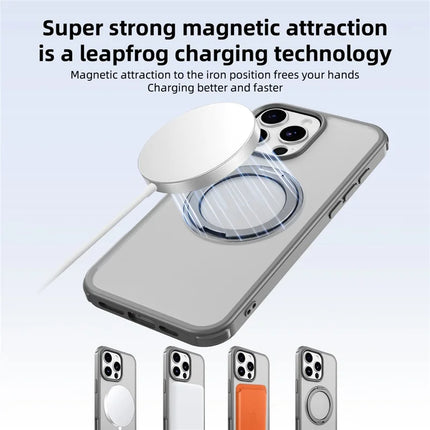 For iPhone 16 Pro Max Case Compatible with MagSafe Ring Kickstand TPU+PC Back Cover