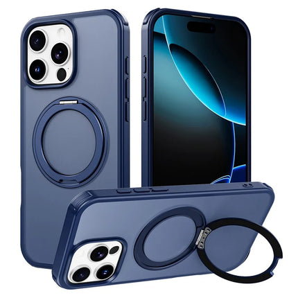For iPhone 16 Pro Max Case Compatible with MagSafe Ring Kickstand TPU+PC Back Cover - Blue