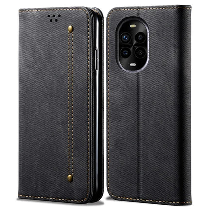 For Huawei nova 13 Pro 5G Case Jeans Cloth Texture Anti-Scratch Leather Stand Phone Cover - Black