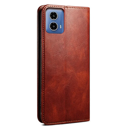 For Motorola Moto G35 5G Case Crazy Horse Texture Waxy Leather Wallet Stand Phone Cover