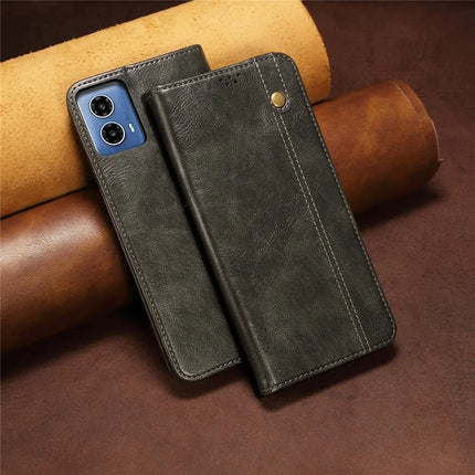 For Motorola Moto G35 5G Case Crazy Horse Texture Waxy Leather Wallet Stand Phone Cover