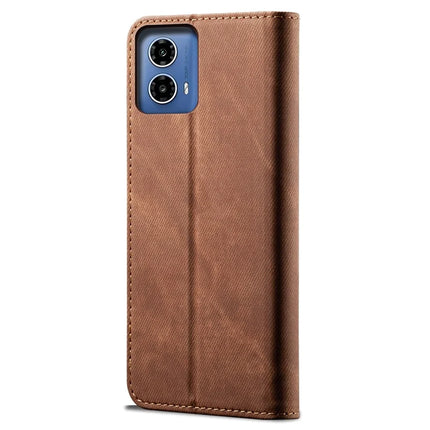 For Motorola Moto G35 5G Case Jeans Cloth Texture Anti-Scratch Leather Stand Phone Cover