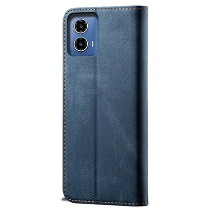 For Motorola Moto G35 5G Case Jeans Cloth Texture Anti-Scratch Leather Stand Phone Cover