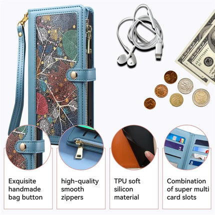 ESEBLE Galaxy Series For Motorola Moto G35 5G Case Leather Zipper Phone Cover RFID Blocking