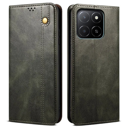 For Honor X5b / X5b Plus Case Crazy Horse Texture Waxy Leather Wallet Stand Phone Cover - Green