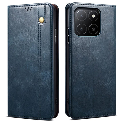 For Honor X5b / X5b Plus Case Crazy Horse Texture Waxy Leather Wallet Stand Phone Cover - Blue
