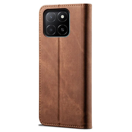 For Honor X5b Plus / X5b Case Jeans Cloth Texture Anti-Scratch Leather Stand Phone Cover