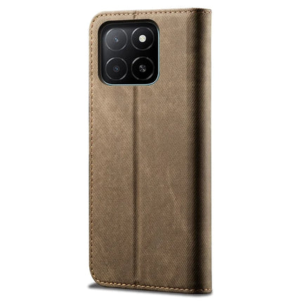 For Honor X5b Plus / X5b Case Jeans Cloth Texture Anti-Scratch Leather Stand Phone Cover