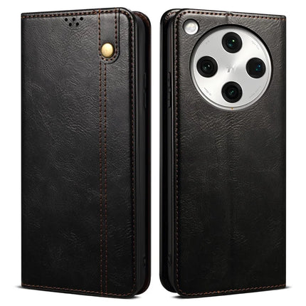 For Oppo Find X8 5G Case Crazy Horse Texture Waxy Leather Wallet Stand Phone Cover - Black