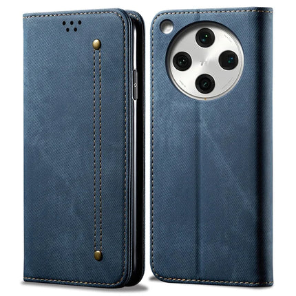 For Oppo Find X8 Pro 5G Case Jeans Cloth Texture Anti-Scratch Leather Stand Phone Cover - Blue