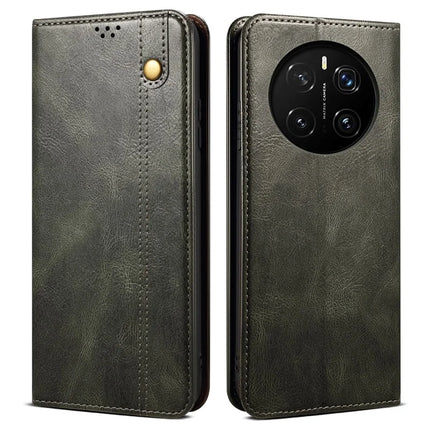 For Honor Magic7 5G Case Crazy Horse Texture Waxy Leather Wallet Stand Phone Cover - Green
