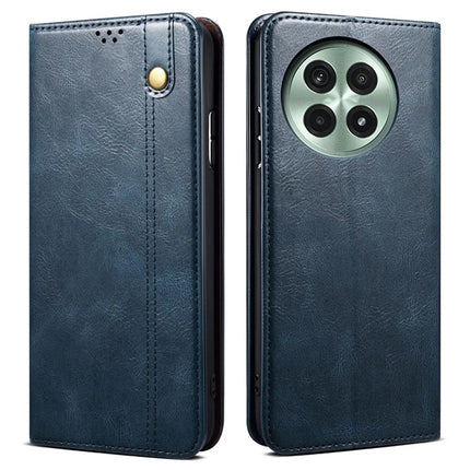 For OnePlus 13 Case Crazy Horse Texture Waxy Leather Wallet Stand Phone Cover - Blue