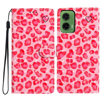 For Motorola Moto G35 5G Case PU Leather Wallet Phone Cover 3D Pattern Printing - Pink Leopard Print