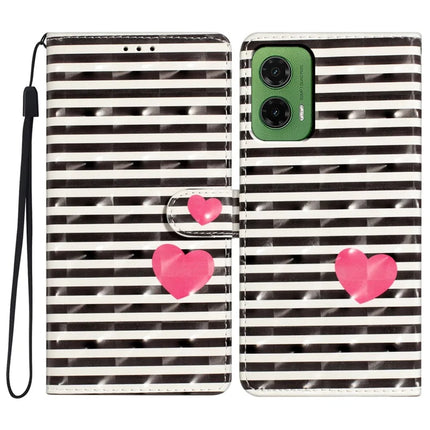 For Motorola Moto G35 5G Case PU Leather Wallet Phone Cover 3D Pattern Printing - Stripes / Heart