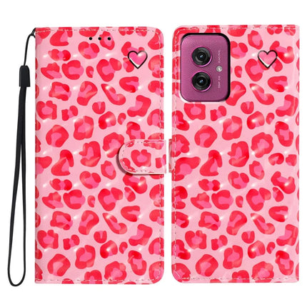For Motorola Moto G55 5G Case PU Leather Wallet Phone Cover 3D Pattern Printing - Pink Leopard Print