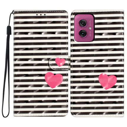For Motorola Moto G55 5G Case PU Leather Wallet Phone Cover 3D Pattern Printing - Stripes / Heart