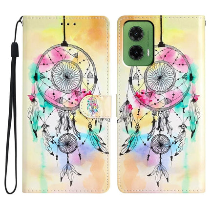 For Motorola Moto G35 5G Wallet Case PU Leather Pattern Printing Stand Phone Cover with Strap - Wind Chime