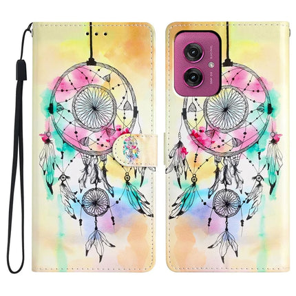 For Motorola Moto G55 5G Wallet Case PU Leather Pattern Printing Stand Phone Cover with Strap - Wind Chime