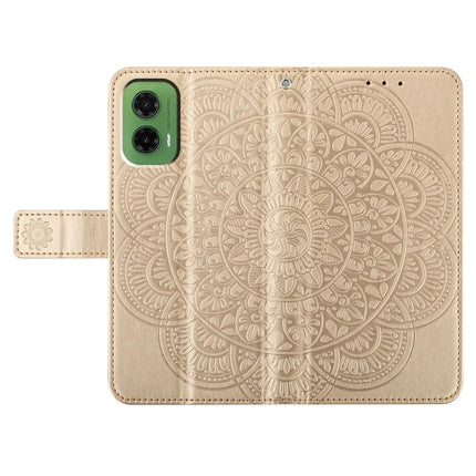 For Motorola Moto G35 5G Leather Case with Card Slots Mandala Pattern Phone Cover Stand