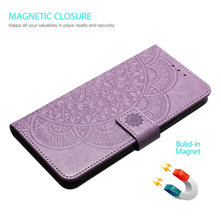 For Motorola Moto G55 5G Leather Case with Card Slots Mandala Pattern Phone Cover Stand