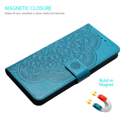For Google Pixel 9a Leather Case with Card Slots Mandala Pattern Phone Cover Stand